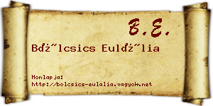 Bölcsics Eulália névjegykártya